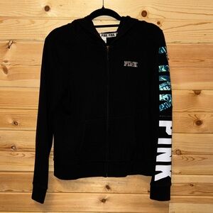 Victoria's Secret Black Zip Up Hoodie with Accents